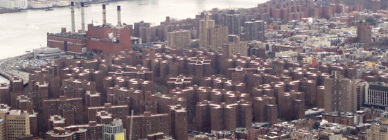 Arial POV of Stuyvesant Town apts Stuyvesant Town apts